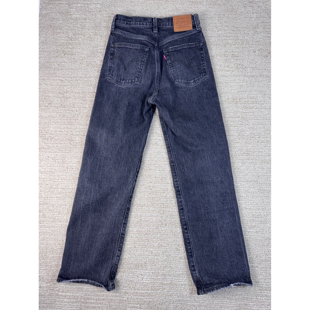 Levis Ribcage Straight Ankle Jeans Faded Black High Rise Button Fly Size 25